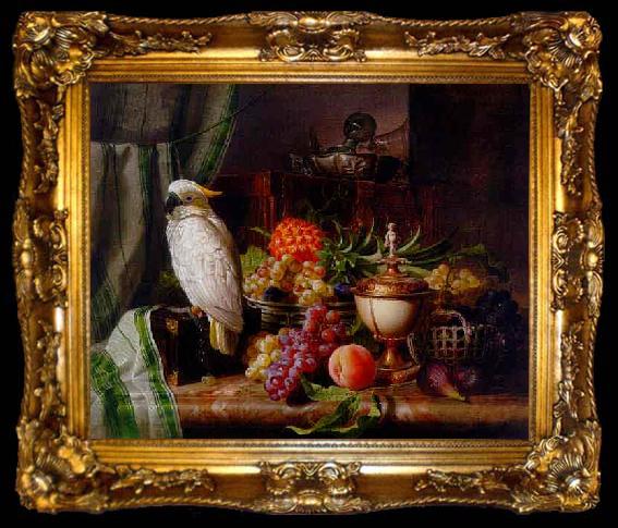 framed  Donna Schuster Blumenstillleben mit Kakadu, ta009-2